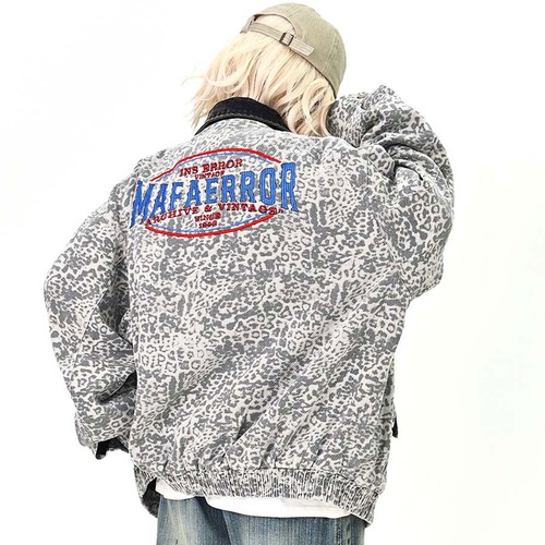 レオパードパターンコントラストブルゾン   R01479