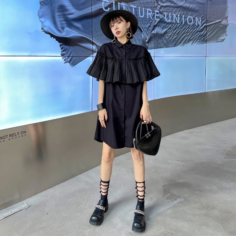 ブラックシャツ スカート サマールーズ薄手 夏物 ラブタオタオダレンハウス21967851004