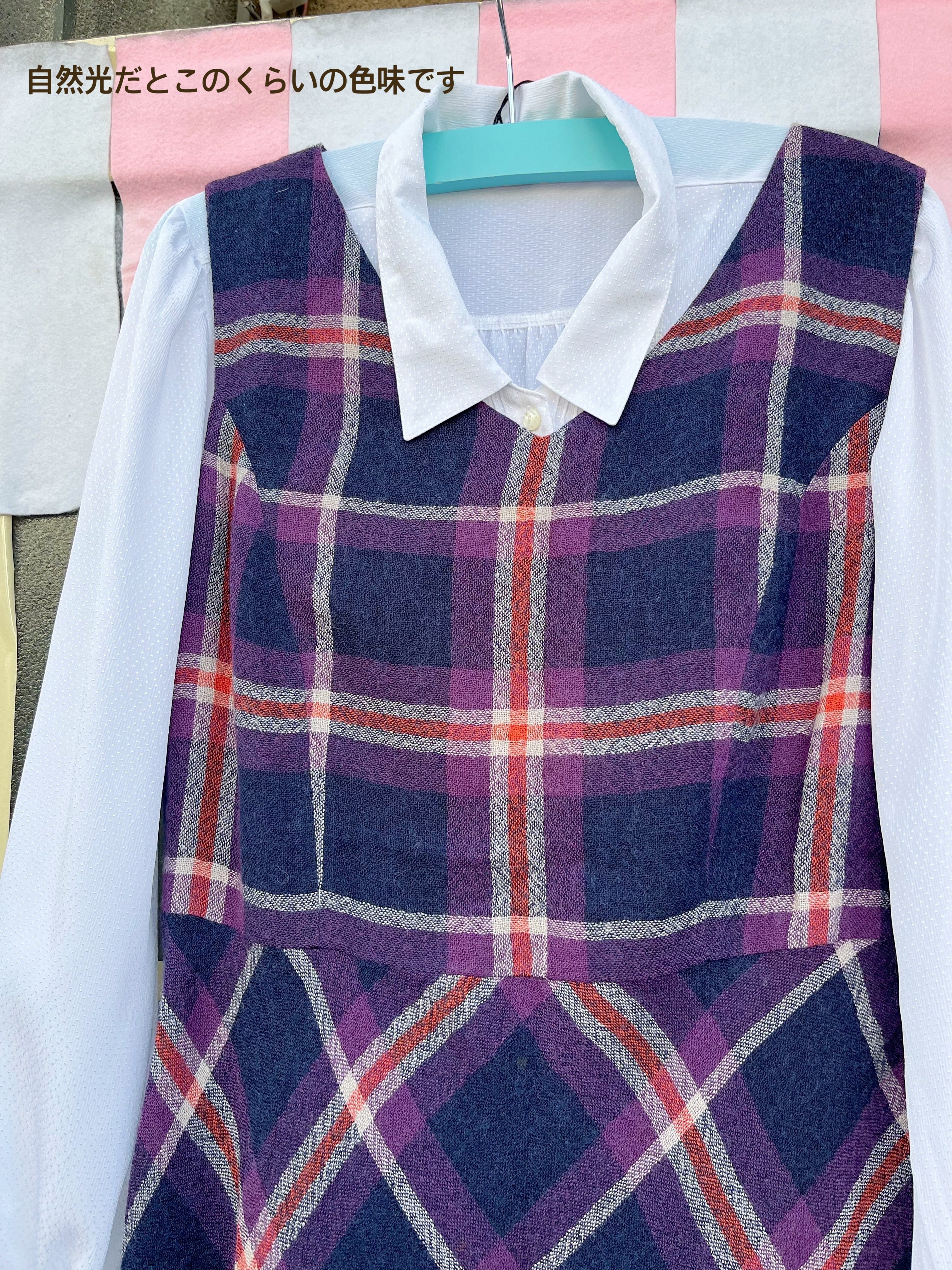 Laura Ashley / purple check flare one-piece