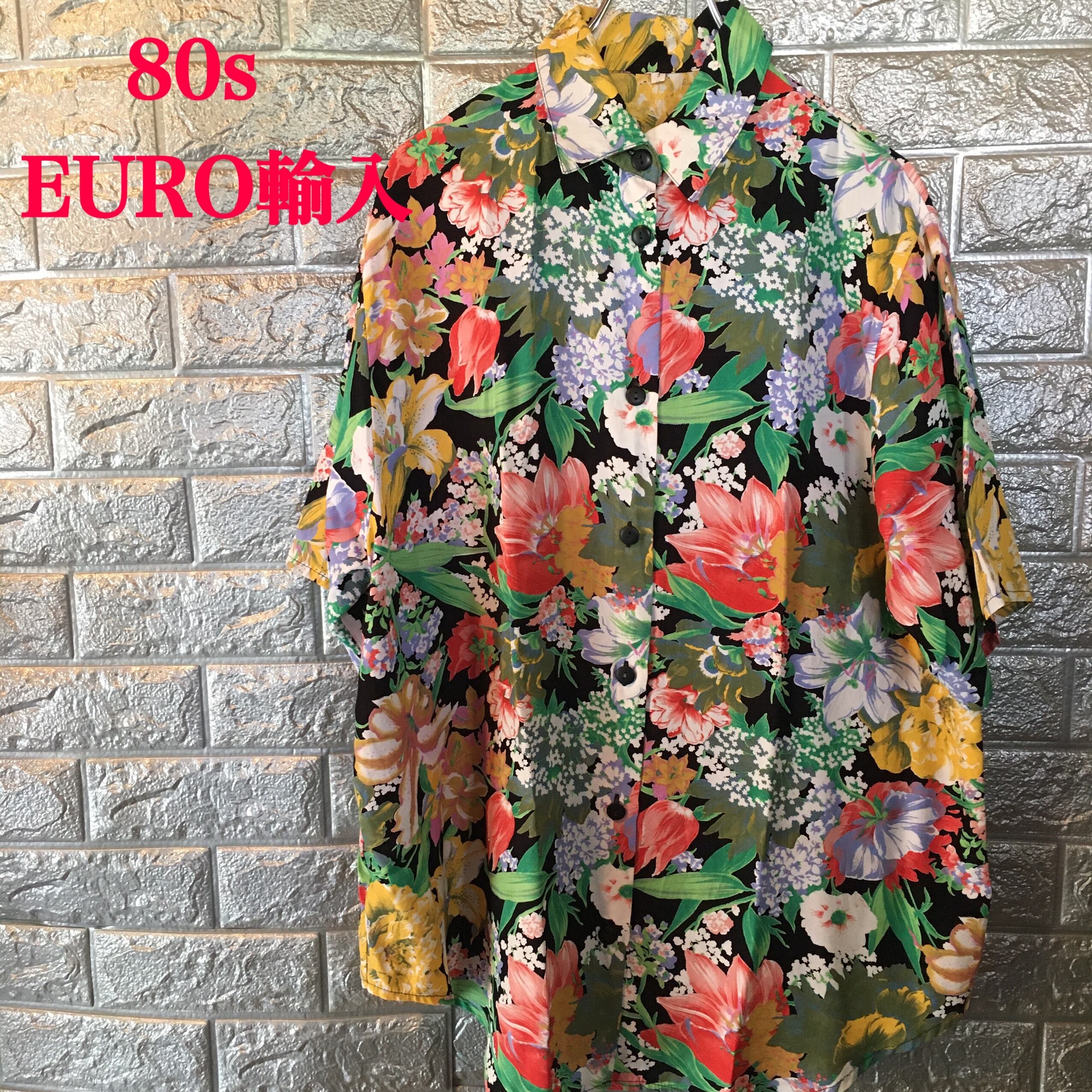 美品】80s Euro 柄シャツ 花柄 半袖シャツ Euro輸入 古着 L | 古着屋SHUJI