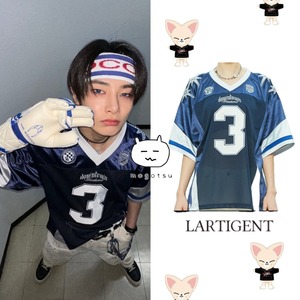 ★Stray Kids アイエン 着用！！【LARTIGENT】L9 BIG NUMBER FOOTBALL TOP(NAVY)