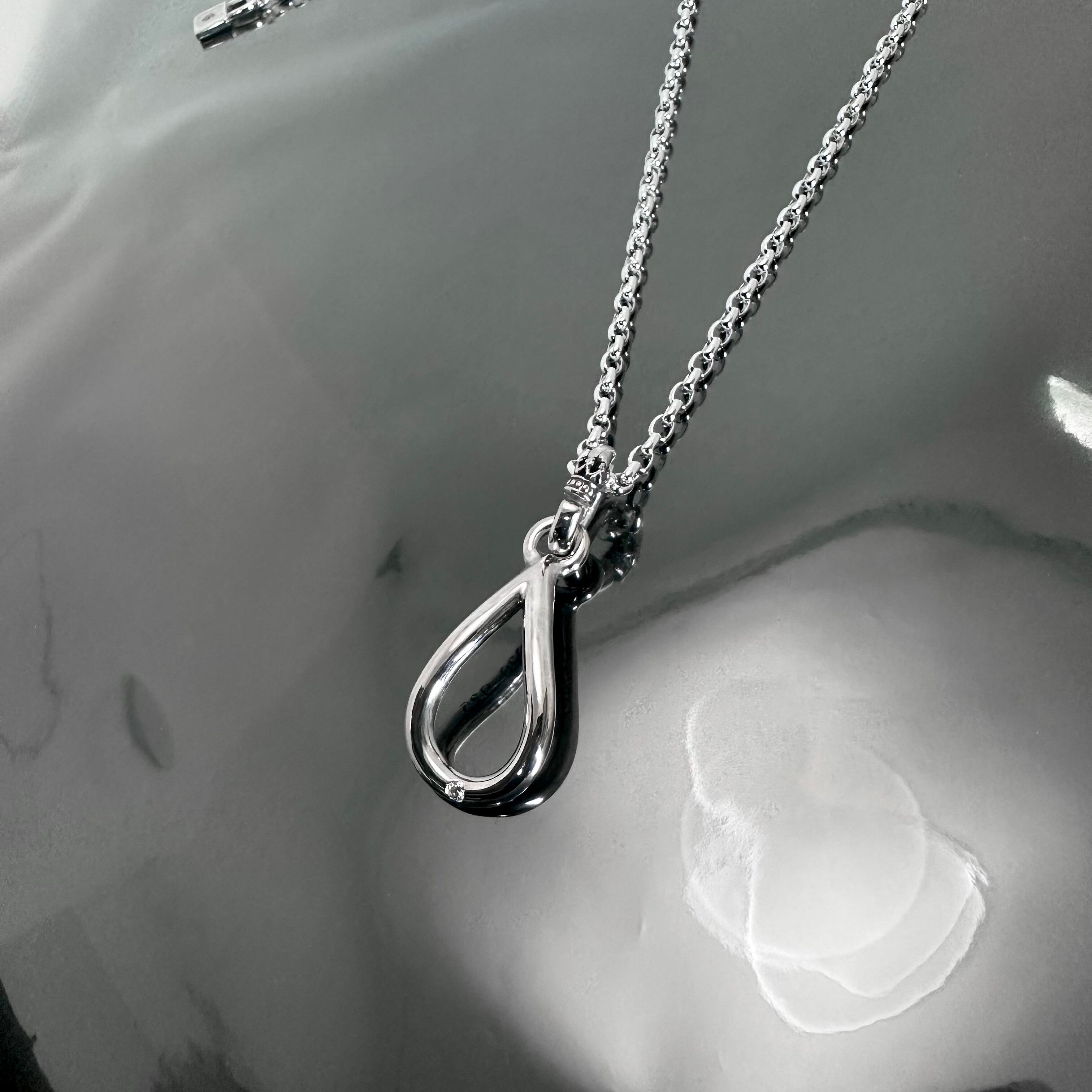 OPEN TEARDROP with DIAMOND NECKLACE / オープンティアドロップ