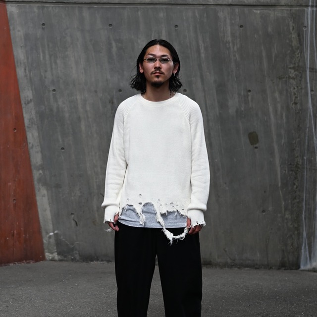 Leh / GANKO別注×damage waffle L/S sweater