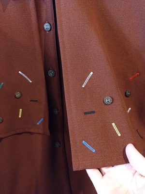 不思議なレイヤード風シャツ/レトロ長袖トップス国産日本製古着