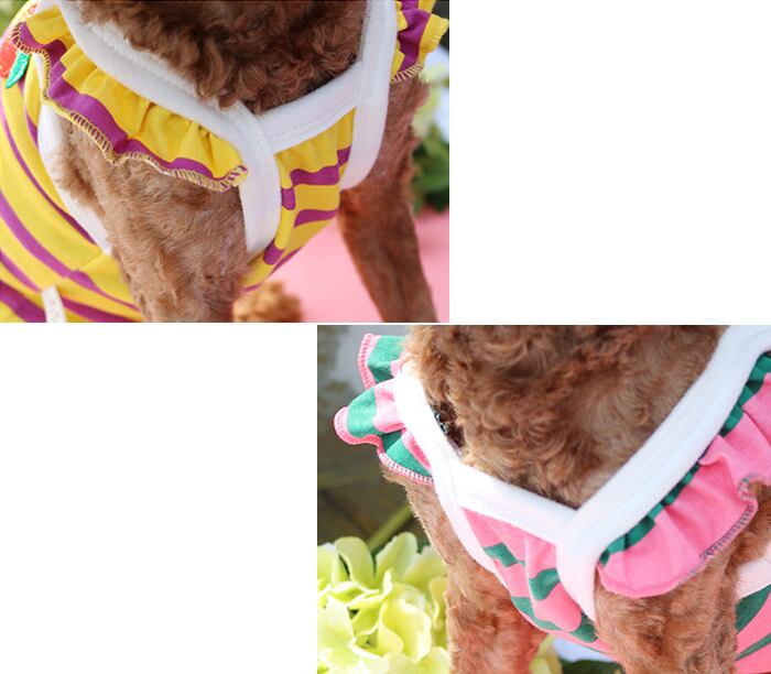 【SALE】リンゴクロップドトップス S ~ XL 2color  /  犬服 春夏 新作 犬 服 タンクトップ 猫 小型犬 ドッグウェア ショート丈 可愛い top79