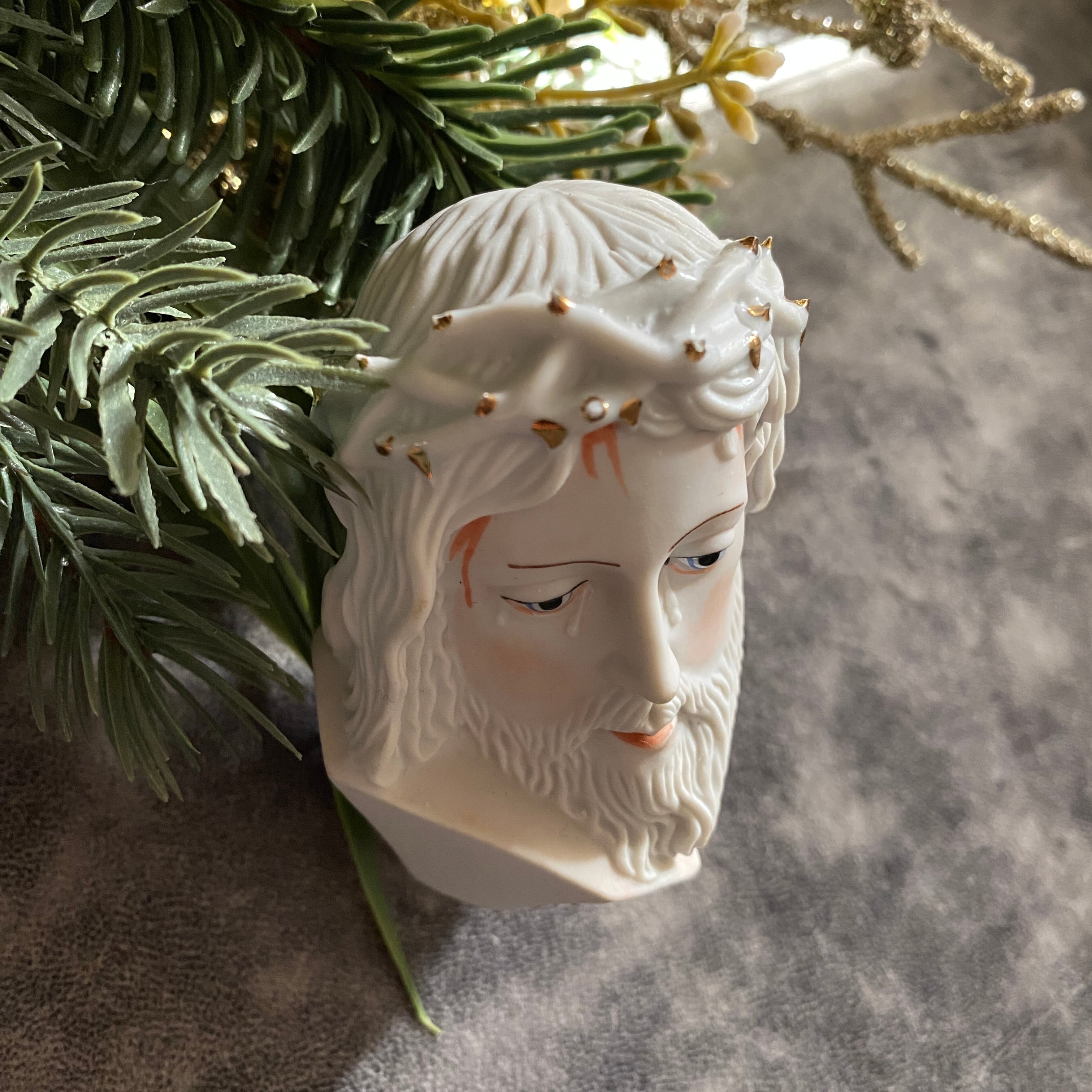 希少《Porcelanas JOPAF》金彩の茨冠✴︎キリストの御顔像 | Antique