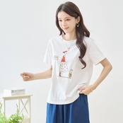 TRUBE 可愛いペットと仲良しガールイラストTシャツ【M~L】ホワイト