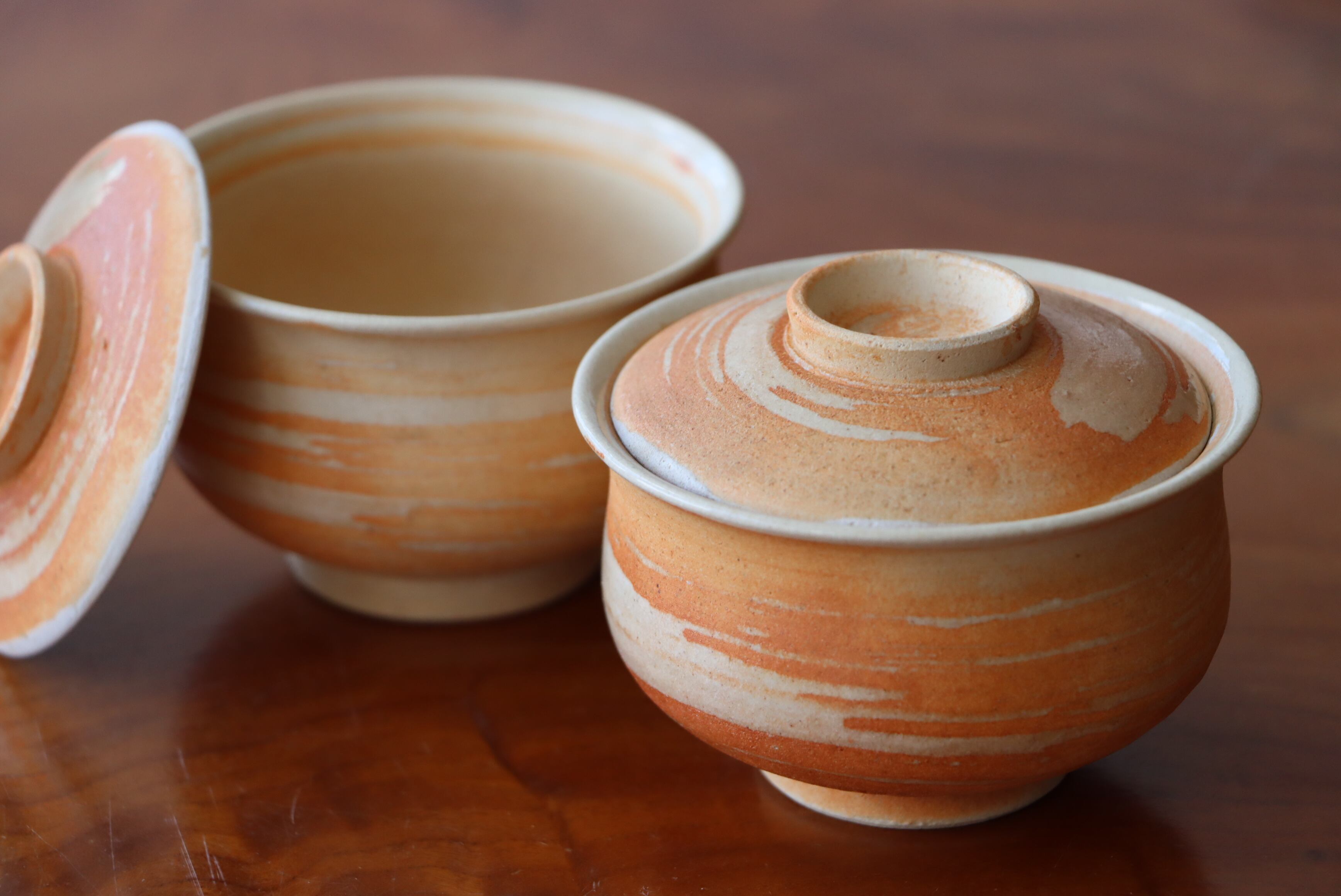 古伊万里　蕪染付蓋茶碗 陶磁器 :: 蜃気楼文 伊万里染付 蓋茶碗 2客 | COTTOU.JP 骨董の通販
