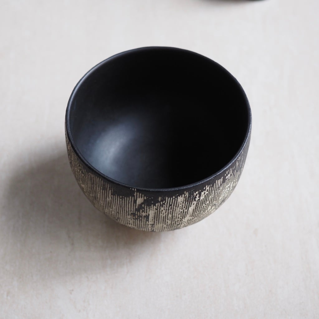 東 一仁/茶碗 白黒 茶碗