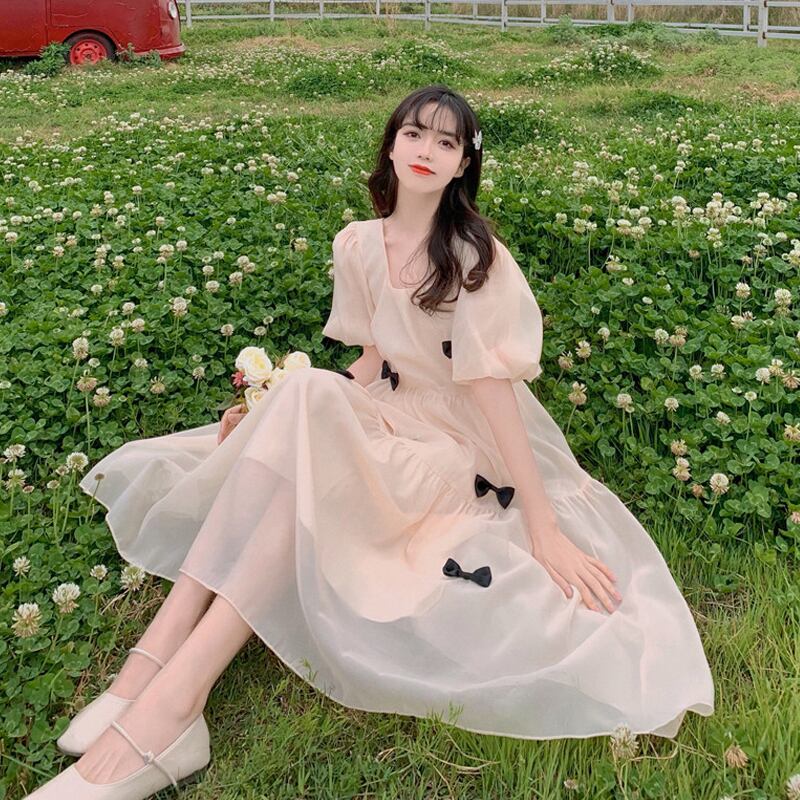 スリーブドレス サマースカート 大人ガーリー スウィート キュート カジュアル 夏物 スーパーモール47843736983