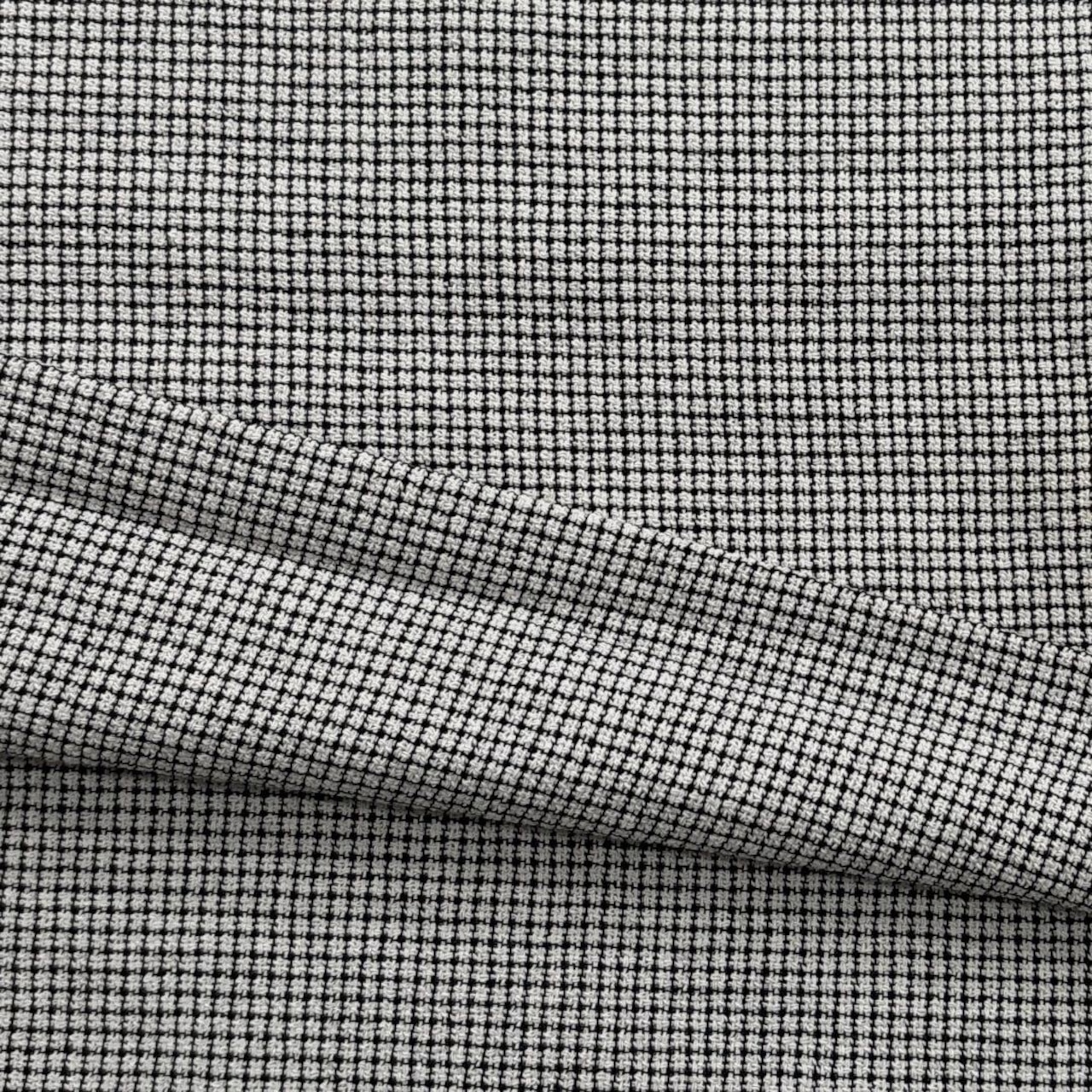 ★TC418◆2.5m◆綿ポリウレタン混弱ストレッチツイード生地★格子柄◆ホワイト×ブラック