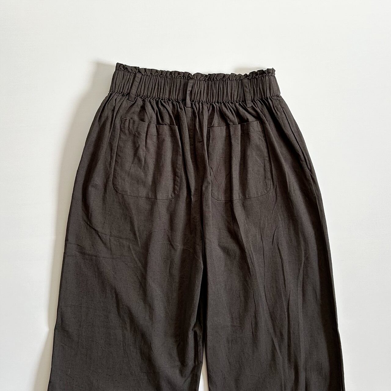 Cotton linen straight pants (black)