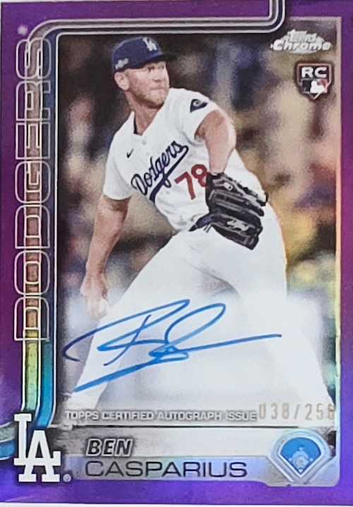 Ben Casparius | 2024 Topps Chrome Rookie Card | LA Dodgers | Signed| 038/250 | Ungraded