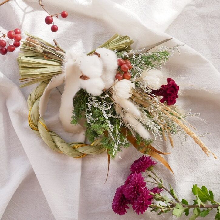 フォルモーサのアナベルのお正月のスワッグしめ縄