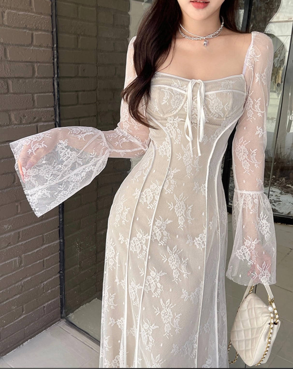 レースとヌーディーカラーで魅了♡ロングドレス レース | nite.nite