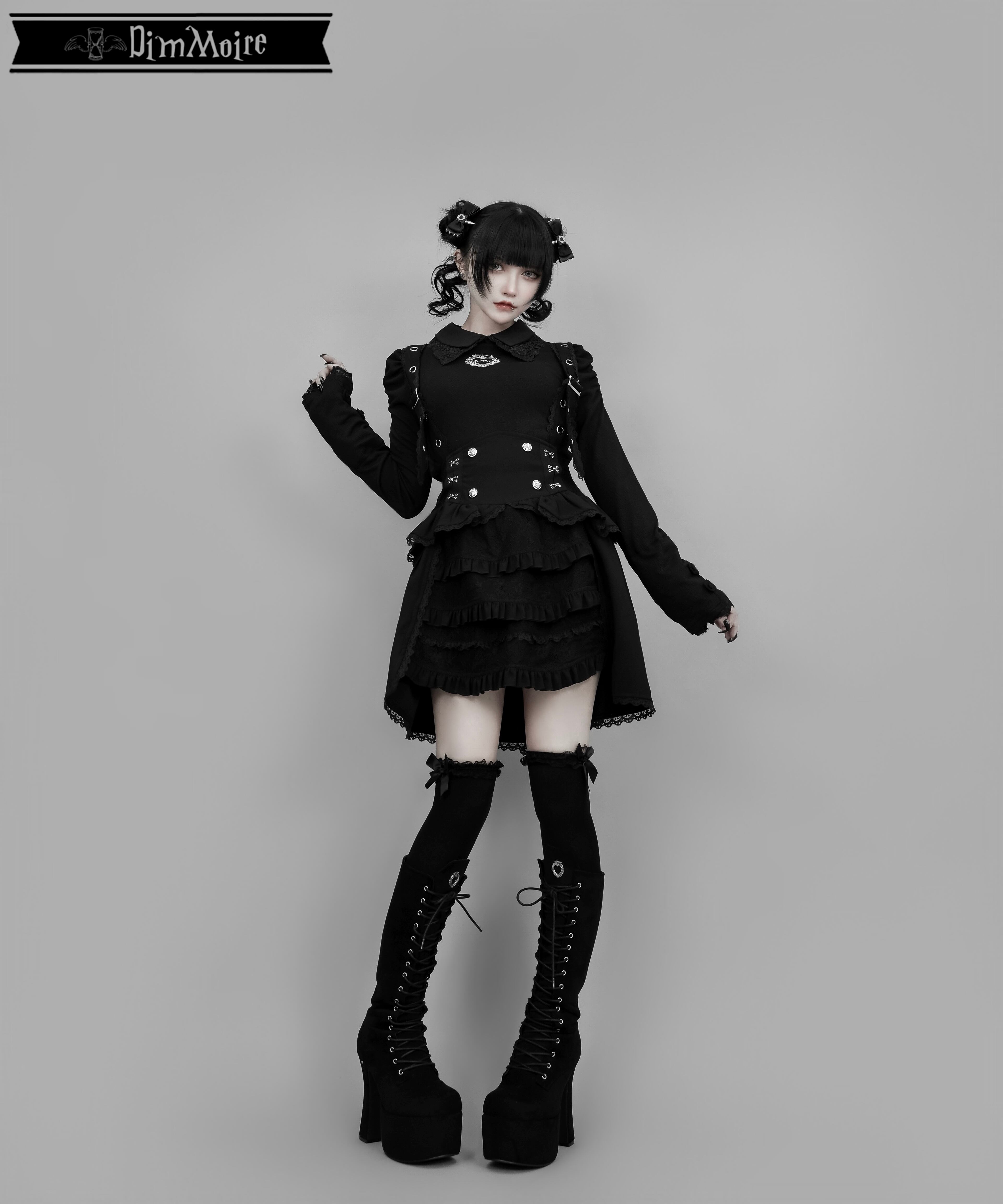 正規品 Lサイズ DimMoire おすましレース襟トップス【Black】 地雷