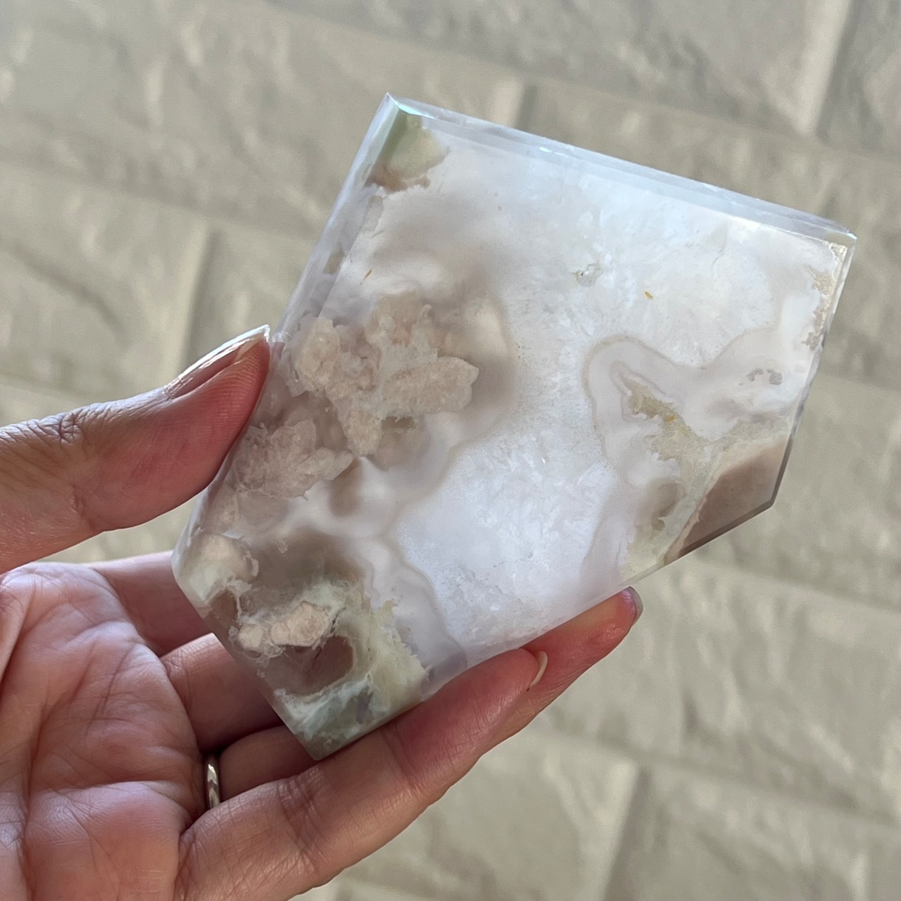 フラワーアゲートスラブ*プレート*0819*天然石インテリア*置き物