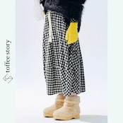 リボン×ギンガムのランタンロングスカート 《i0829》