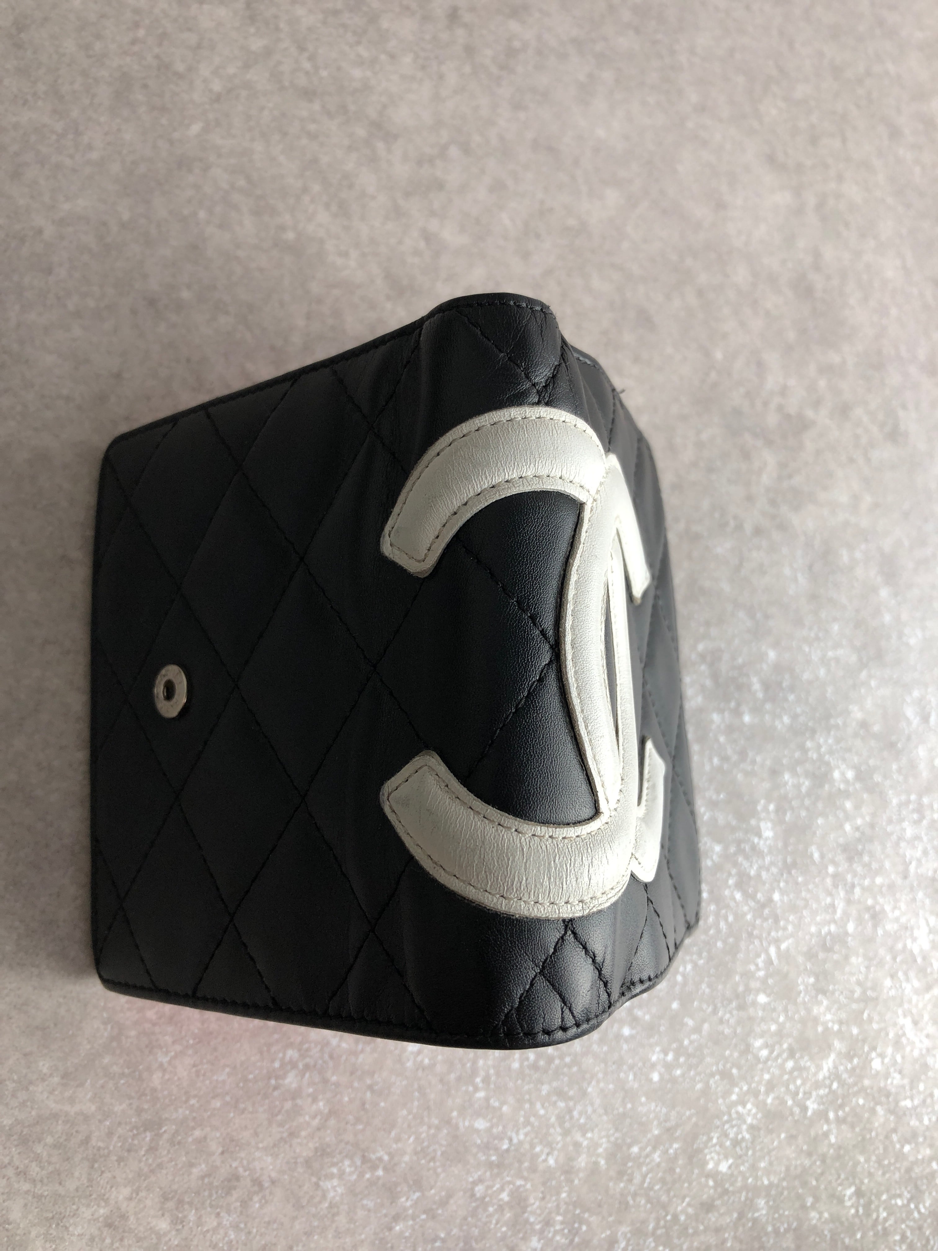 CHANEL シャネル カンボンライン 財布 ブラック ココマーク レザー 二
