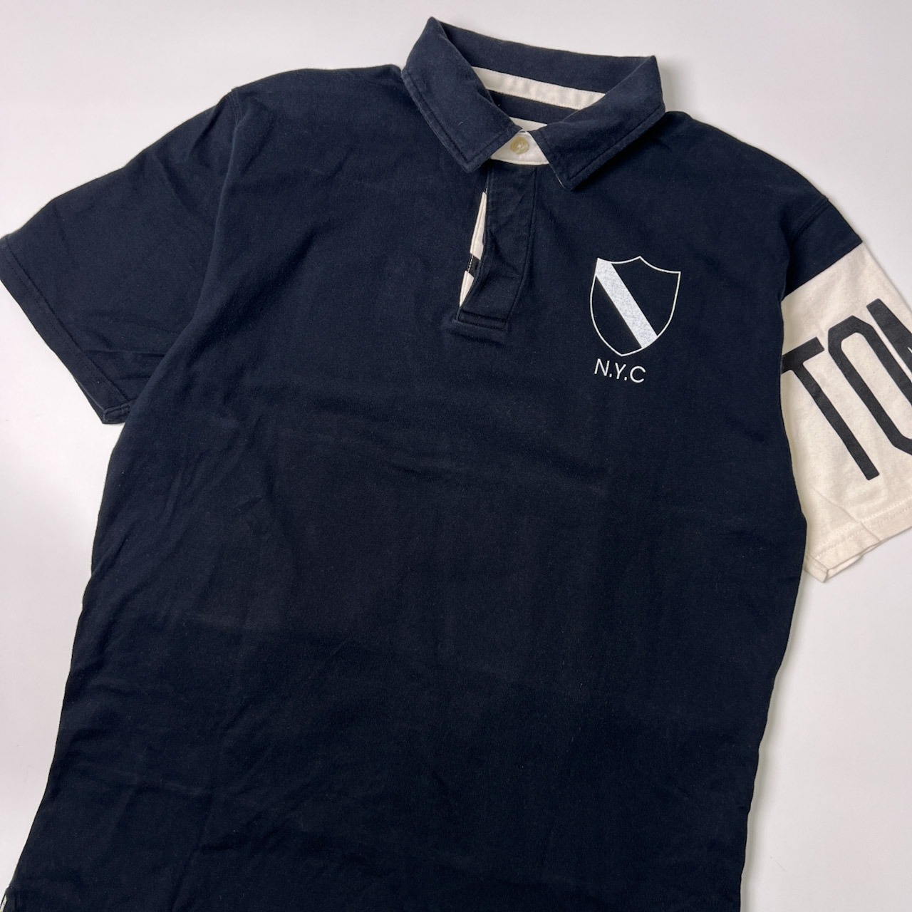 TOMMY トミー ボーダー切替 半袖ポロシャツ L/ブラック/TOMMY HILFIGER