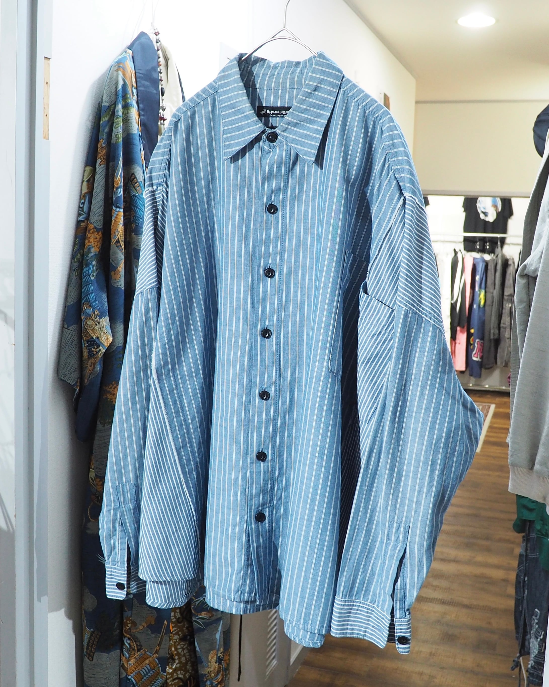 ” Advantage cycle × JIEDA - 再構築 ” Over silhouette Stripe switching shirt