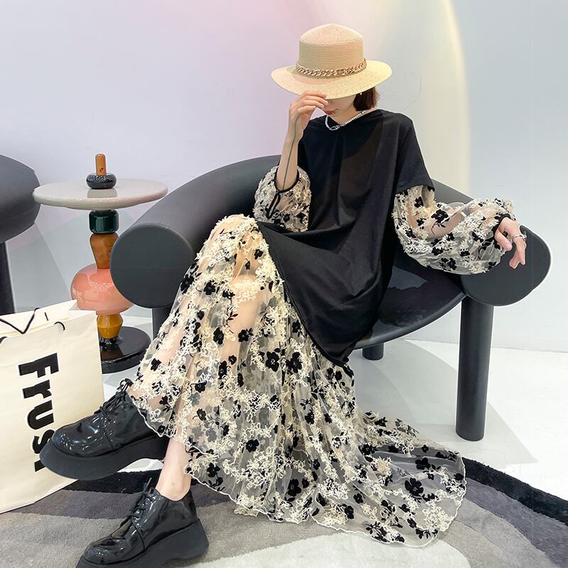 フローラルドレス サマー薄手スタイルルーズロングスカート 夏物 花柄 ラブタオタオダレンハウス98418757397