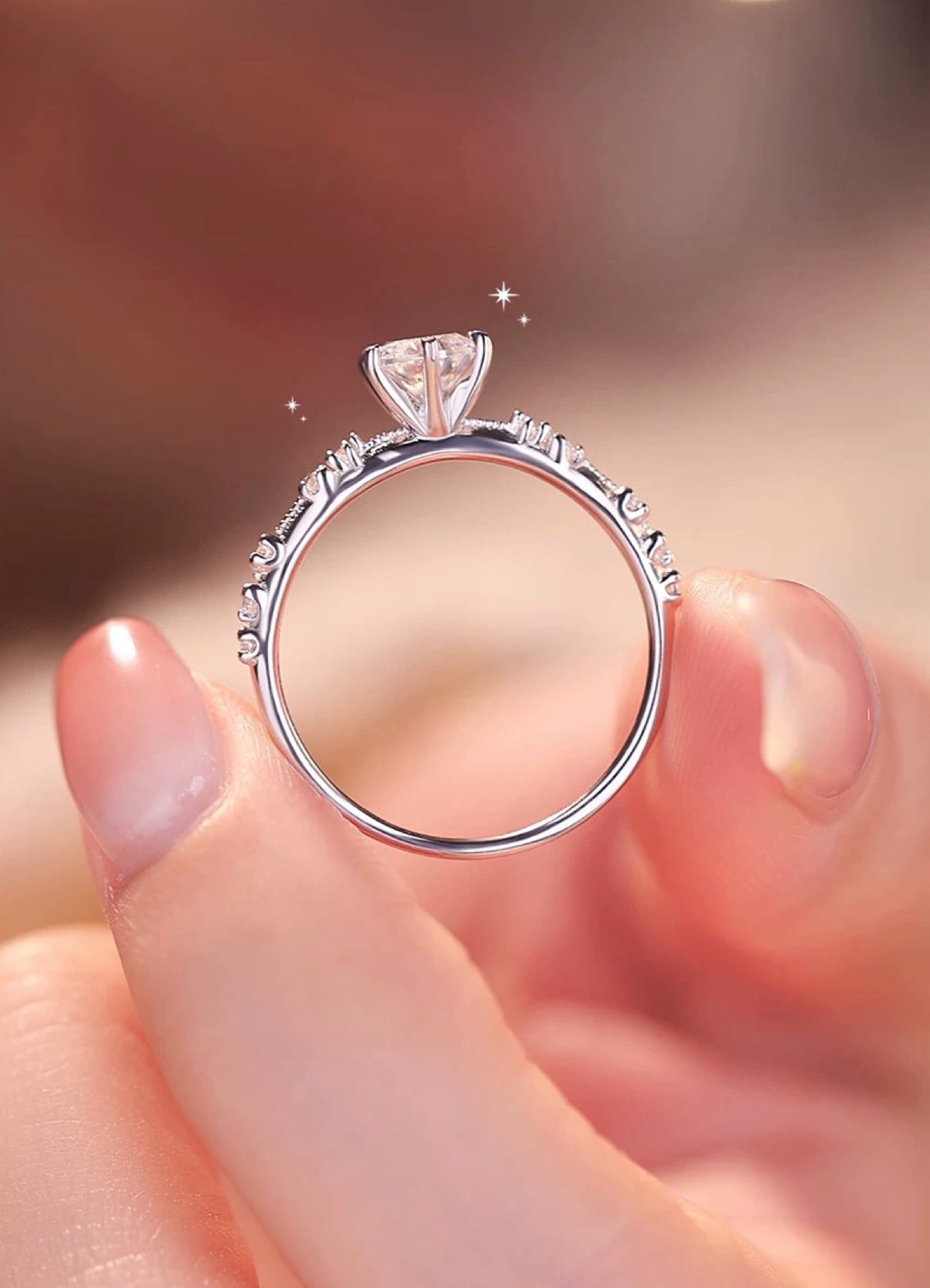 大人気❤️モアッサナイト　デザインリング　エンゲージリング　婚約指輪　7.3号 指輪 リング レディース モアサナイト ソリティア リング 1.0ct