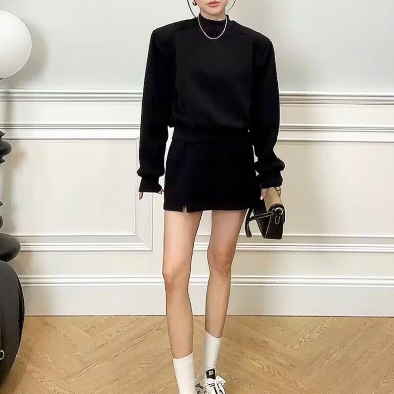 Sweatshirt top and high-waisted mini skirt setB (ME368)