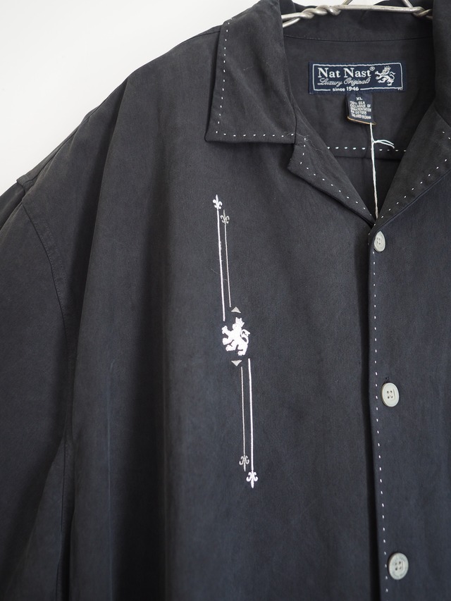1990’s NAT NAST 100% Silk Open Collar Shirt／XL