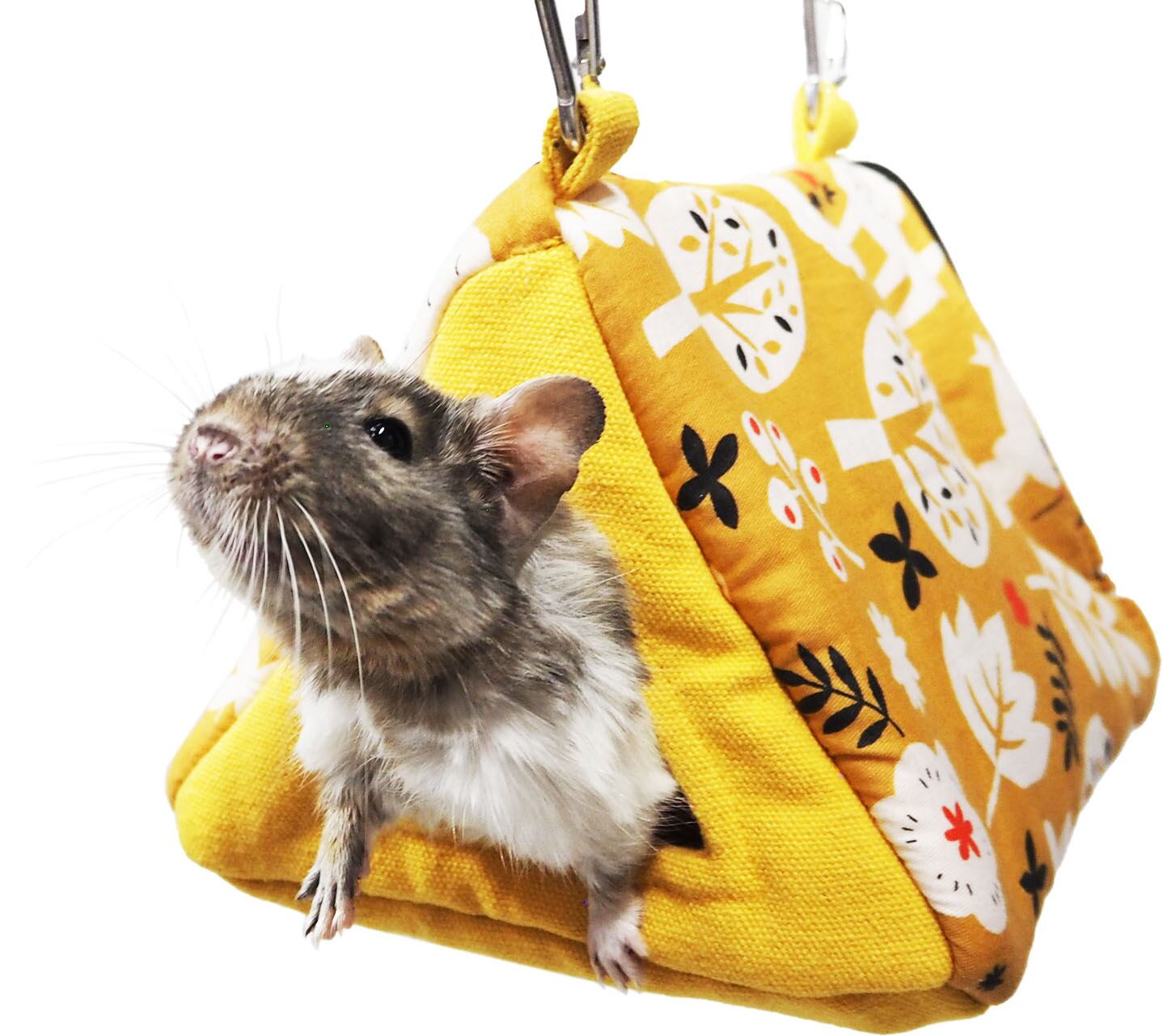 【小動物用品】森のさんかくハウス　イエロー/グリーン