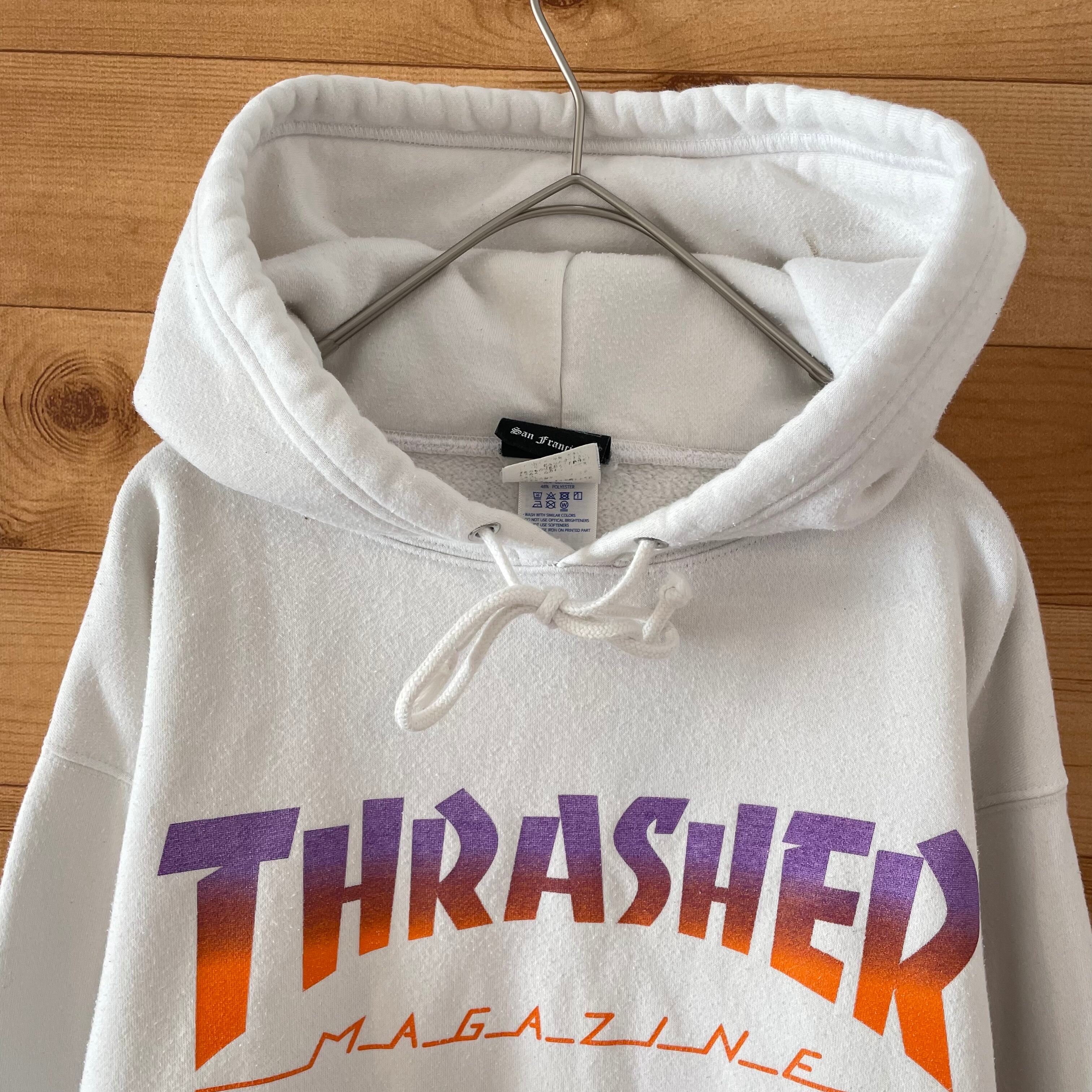 THRASHERプリント スウェット パーカー フーディー プルオーバー L