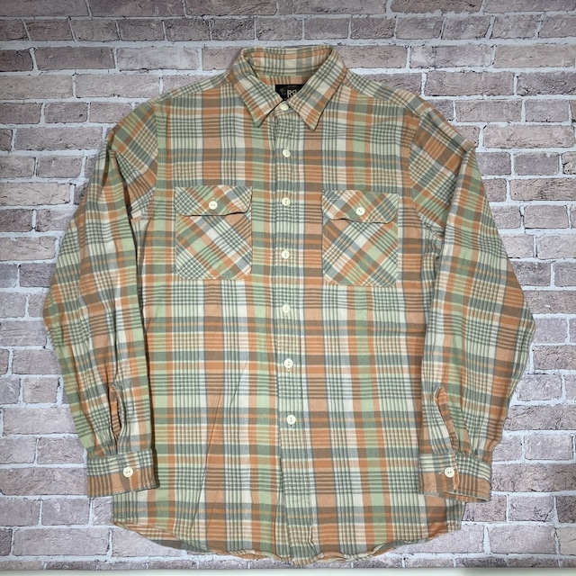 RRL FLANNEL CHECK SHIRT ORANGE SIZE M