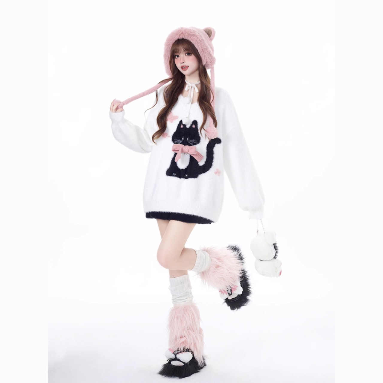 サブカル系 地雷CRAZYGIRL オリジナル ニット セーター リボン サブカル系 地雷CRAZYGIRL オリジナル ニット セーター リボン