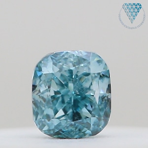 0.04 ct FANCY INTENSE BLUE-GREEN  CUSHION GIA 天然  ダイヤモンド ルース