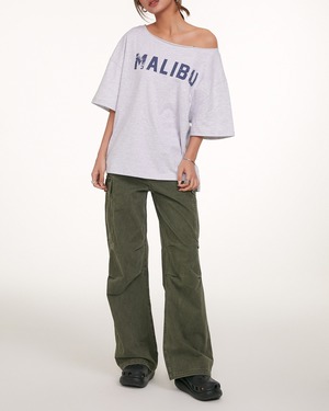 ロゴプリントドロップショルダーTシャツ 2color A1069
