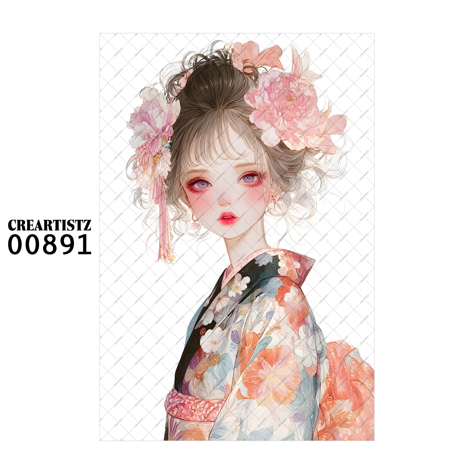 00891 ガール キュート オリジナル ペーパー/ステッカー 4枚セット CREARTISTZ