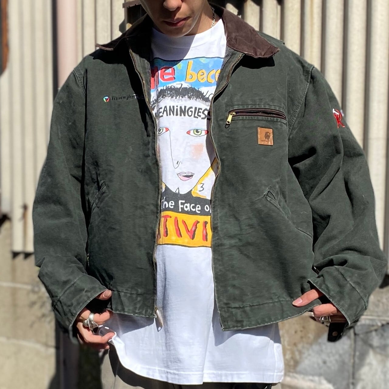 Carhartt ダックジャケット デトロイトジャケット グリーン90s着丈63