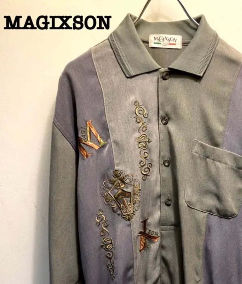  90s古着 刺繍 柄シャツ MAGIXSON/vintage ゆるだぼトレーナー