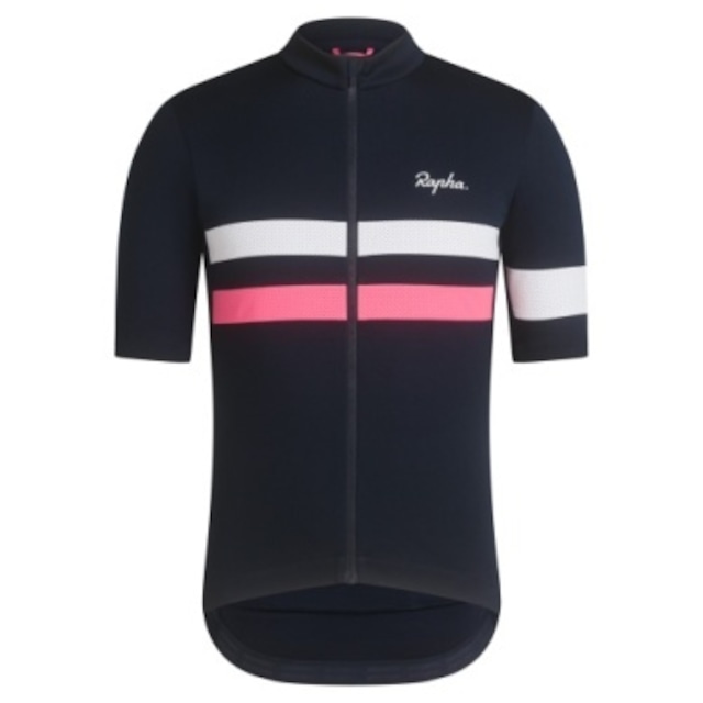 RAPHA.MEN'S BREVET JERSEY DARK NAVY/HIGH-VIS PINK/WHITE