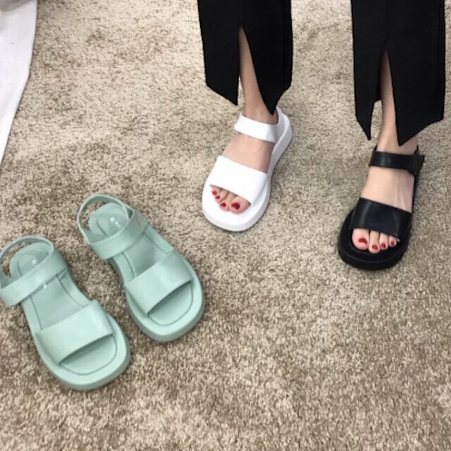 サンダル レディース スポーツサンダル ブラック/ホワイト/グリーン 厚底サンダル プラットフォームサンダル 22.5cm/23cm/23.5cm/24cm/24.5cm