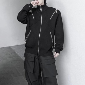 ジッパーデザインブラックジャケット（ruf_00987）