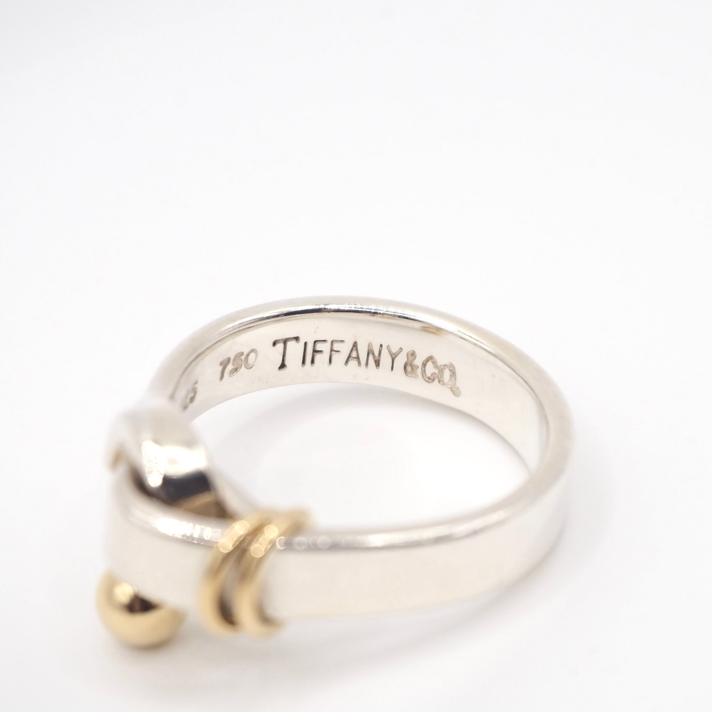 Tiffany&Co. 約9号 フック&アイ コンビ リング シルバー925 K18