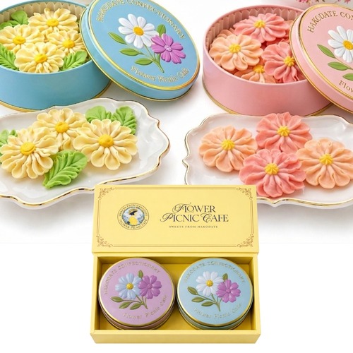 【熨斗対応可】お花のぼうろ『コスモス＆マーガレット２缶セット』専用ギフト箱付き