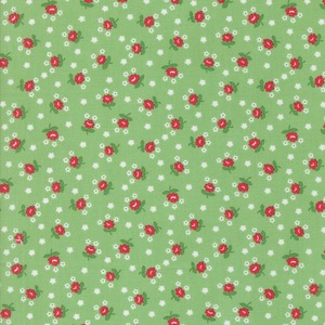 限定数2！55 X45cmカット販売  USAコットン サマータイム　可憐な小花/グリーン