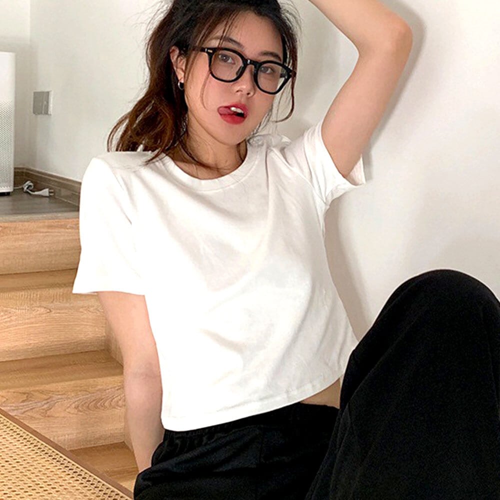 ショート丈 Tシャツ レディース 韓国 へそ出し トップス 春夏秋 大人 かわいい おしゃれ カジュアル 半袖 シンプル 無地 大人可愛い 大人女子