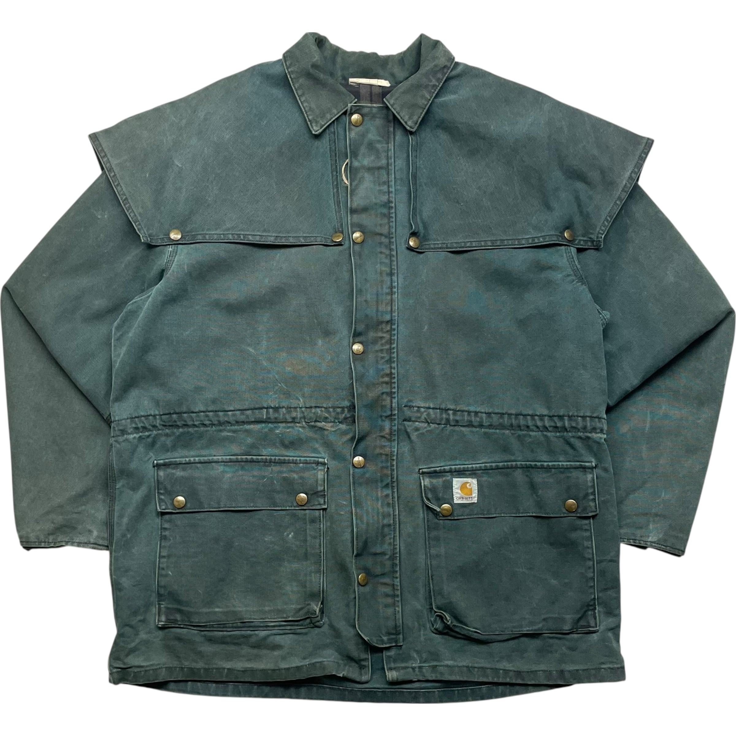 《L》Carhartt カーハート ダックジャケット アンブレラケープジャケット コート グリーン USA製 90年代 vintage no.9230