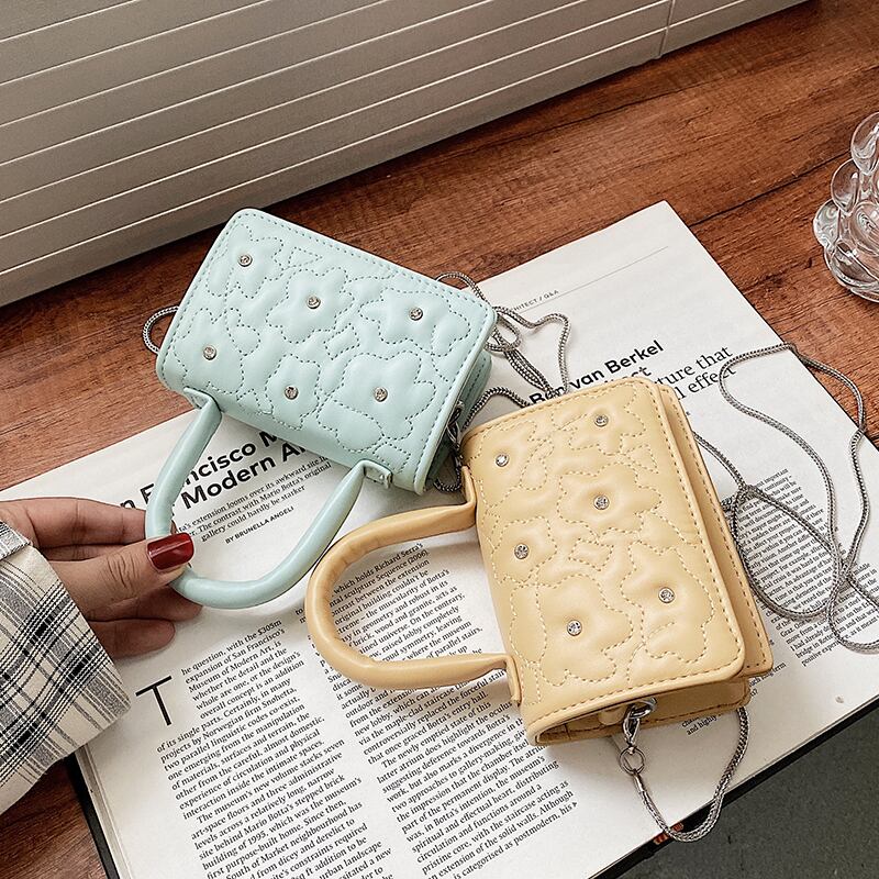 サマーチェーン ミニ 夏物 スクウェア メッセンジャーバッグ 手作りハンドバック86963379153