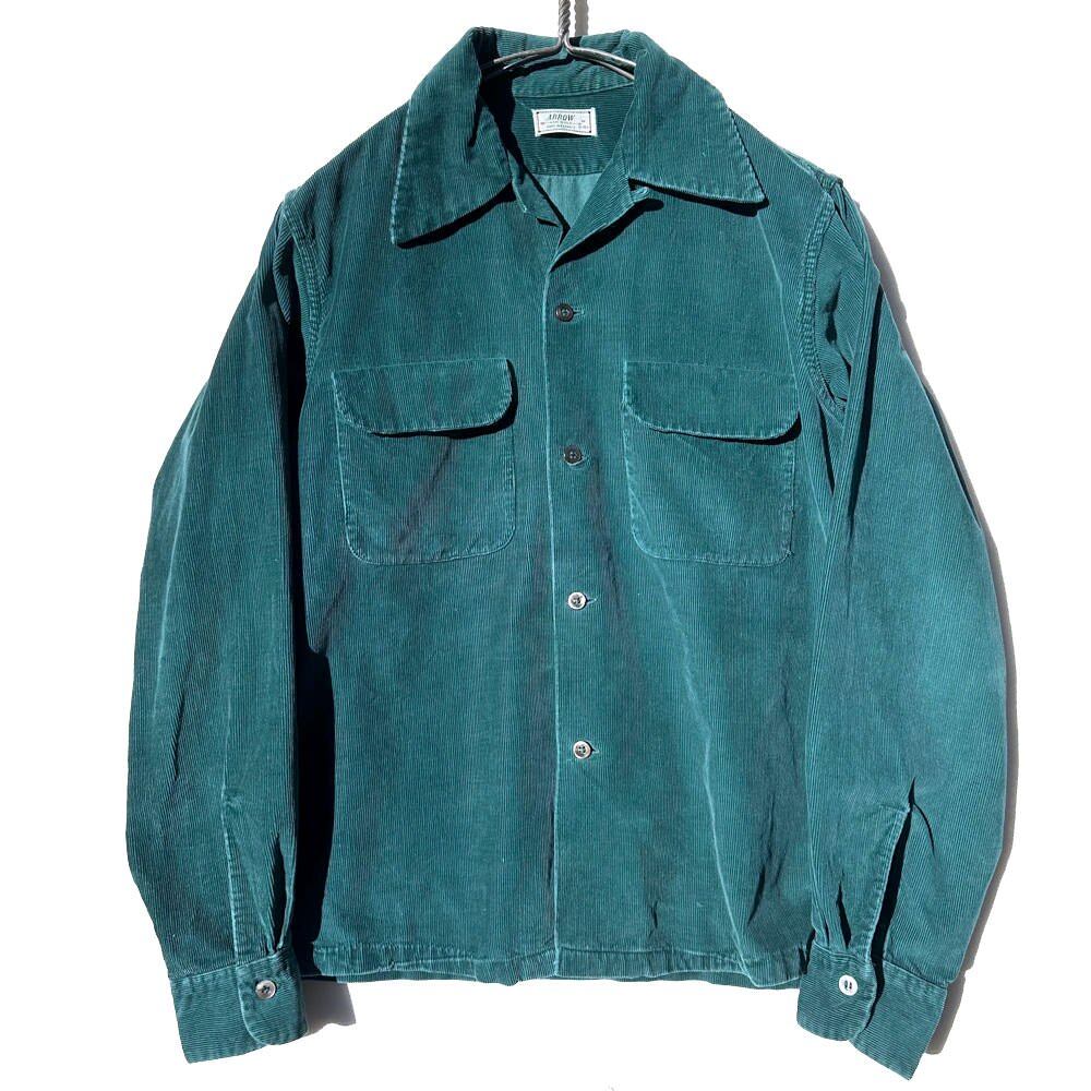 ARROW - Made In USA] Vintage Open Collar Corduroy Shirt [1940s