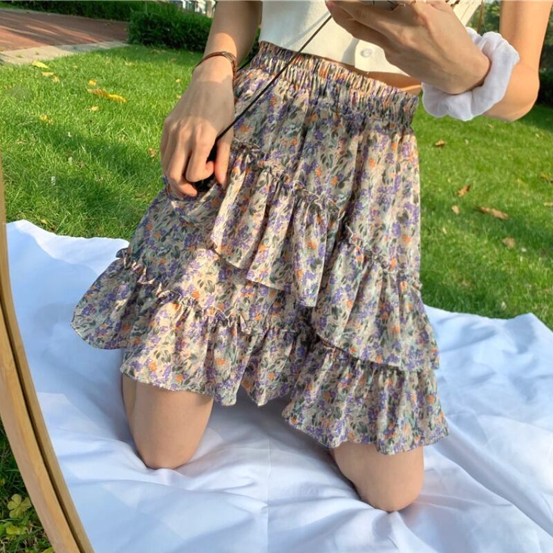 2020年夏の新作レディースオールマッチフローラルAラインスカート、フリルスカート気質とアンチグレア袴 1号婦人76311567752