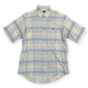 Ralph Lauren｜半袖マドラスチェックシャツ｜ボタンダウン コットン100% マレーシア製｜M｜コンディションB
